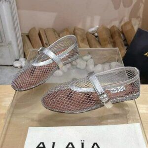 Alaia Silver Lattice Flats for Everyday Elegance